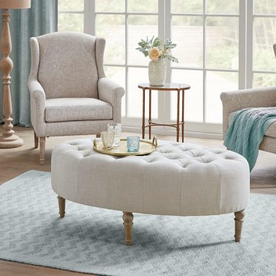 Martha Stewart Clara Accent Ottoman in Linen, One Size MT101-0011