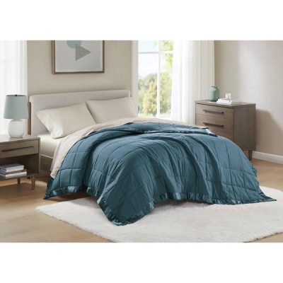 Madison Park Windom Lightweight Down Alternative Blanket with Satin Trim in Teal, King MP51-7663