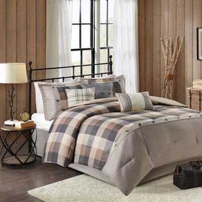 Madison Park Ridge 7 Piece Herringbone Comforter Set in Neutral, Cal King MP10-7214