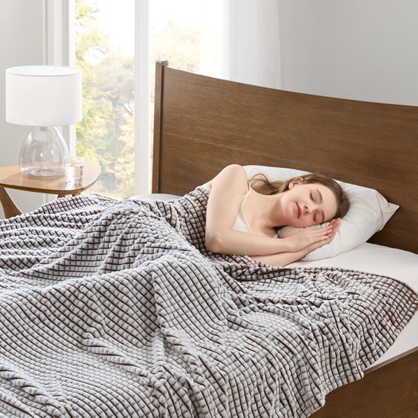 Madison Park Carved Plush Blanket in Brown, Twin MP51-8423 - Image 3