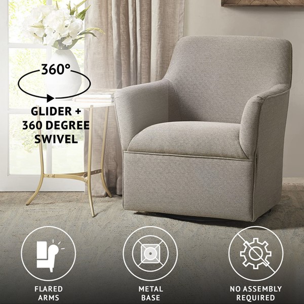 Madison Park Augustine Swivel Glider Chair in Grey/Taupe, One Size MP103-0825 - Image 4