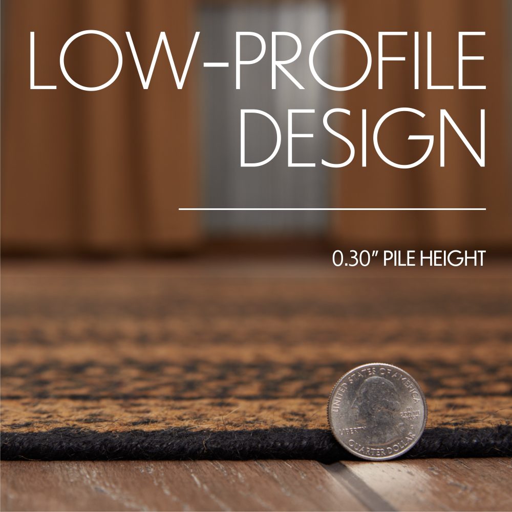 Black & Tan Jute Rug Half Circle 16.5x33 - Image 4