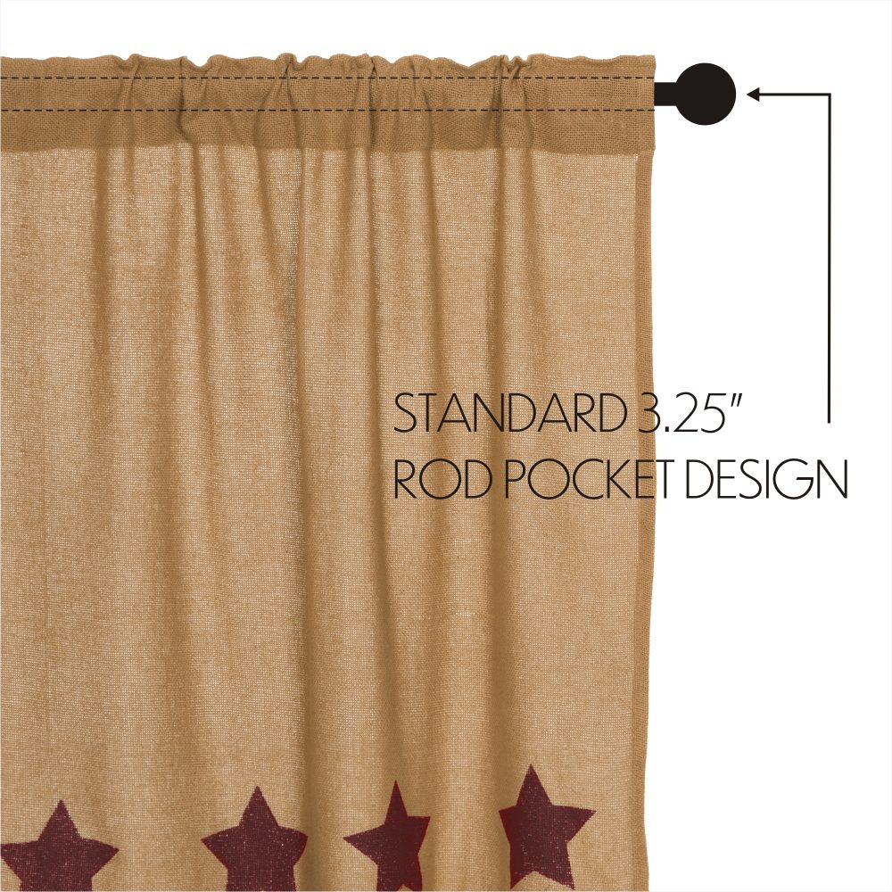 Burlap w/Burgundy Stencil Stars Swag Set of 2 36x36x16 - Image 6