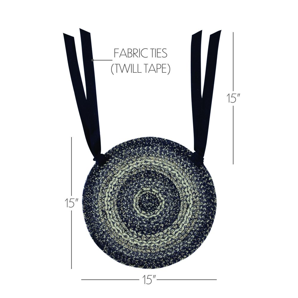 Sawyer Mill Black White Jute Chair Pad 15 inch Diameter - Image 3