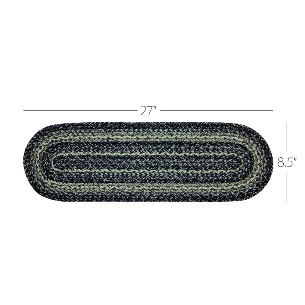 Sawyer Mill Black White Jute Stair Tread Oval Latex 8.5x27 - Image 3