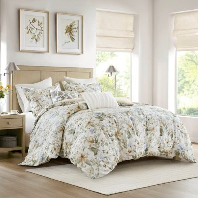 Harbor House Blue Herbal 5 Piece Cotton Sateen Print Duvet Set, King/Cal King HH12-1879
