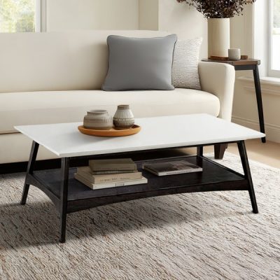 Madison Park Parker Mid-century Coffee Table with Storage Shelf in Off-White/Black, One Size MP120-1129