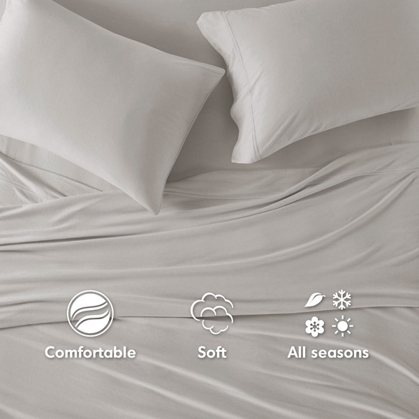 Intelligent Design Cotton Blend Jersey Knit All Season Sheet Set in Grey, Full ID20-2453 - Image 2
