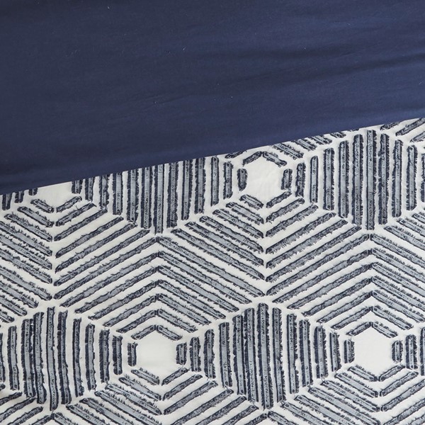 INK+IVY Ellipse Cotton Jacquard Comforter Set in Navy, Full/Queen II10-1069 - Image 4