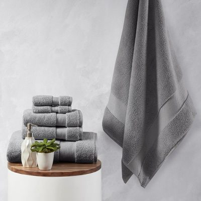Madison Park Signature Splendor 1000gsm 100% Cotton 6 Piece Towel Set in Charcoal, 6-Piece MPS73-470