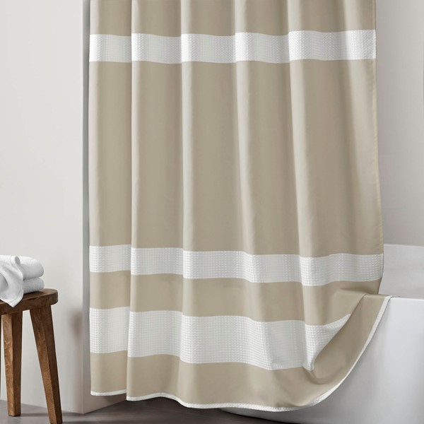 Madison Park Spa Waffle Shower Curtain with 3M Treatment in Taupe, 54x78" MP70-4977 - Image 7