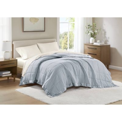 Madison Park Windom Lightweight Down Alternative Blanket with Satin Trim in Blue, King MP51-543