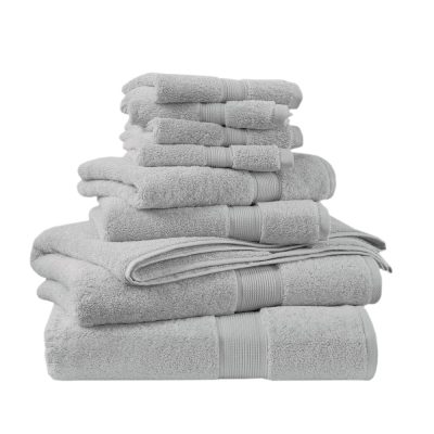 Madison Park Signature 800GSM 100% Cotton 8 Piece Towel Set in Silver, 8-Piece MPS73-191