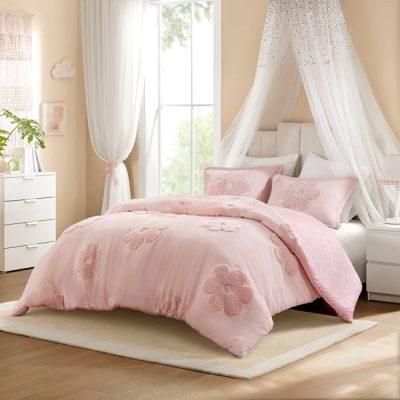 Urban Habitat Kids Gracie Floral Reversible Tufted Chenille Duvet Cover Set in Pink, Full/Queen UHK12-0239