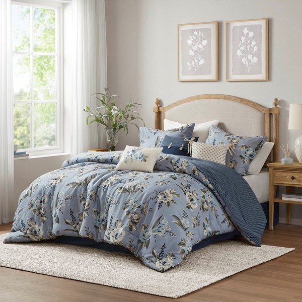 Madison Park Salara Comforter Set in Blue, Queen MP10-8706 - Image 4