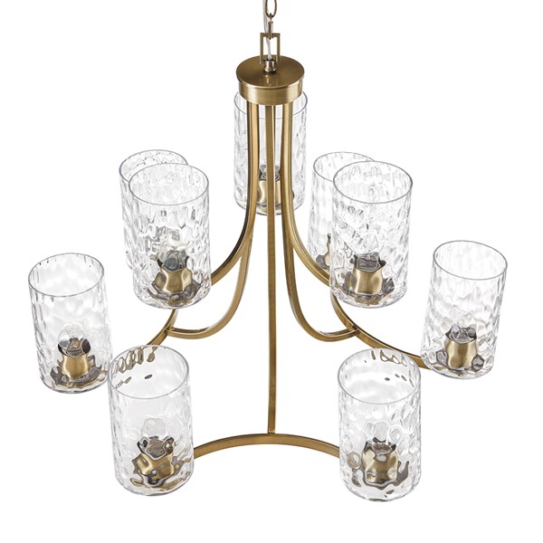 Hampton Hill Opulentia 9-light Round Tiered Chandelier with Textured Glass Shades in Antique Brass, One Size FB150-1190 - Image 7