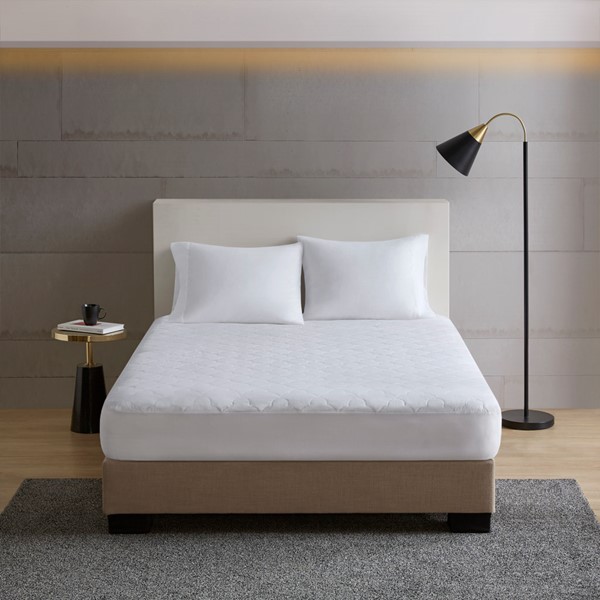 Sleep Philosophy All Natural Cotton Percale Quilted Mattress Pad in White, Cal King BASI16-0330 - Image 3