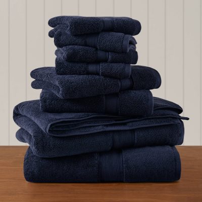 Madison Park Signature 800GSM 100% Cotton 8 Piece Towel Set in Dark Navy, 8-Piece MPS73-540