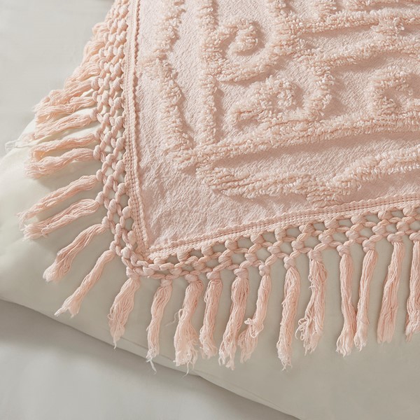 Madison Park Laetitia Tufted Cotton Chenille Medallion Fringe Coverlet Mini Set in Blush, Full/Queen MP13-5879 - Image 2