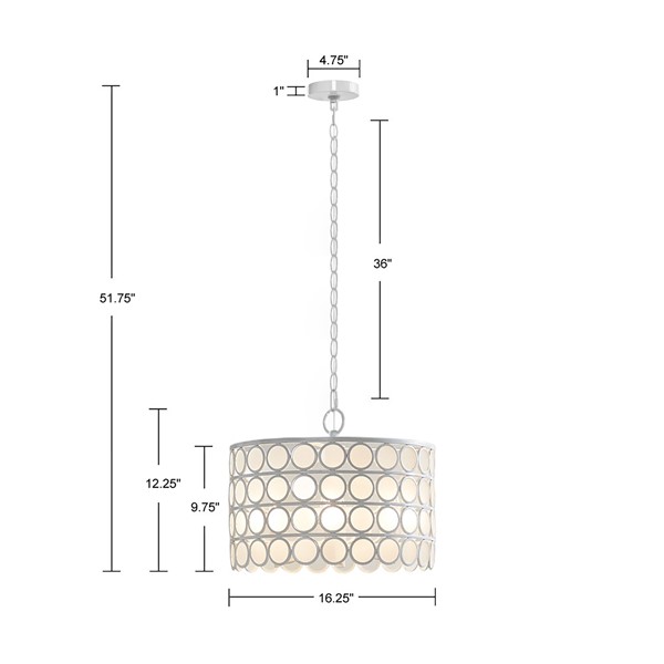 Hampton Hill Abbot 4-Light Glass Drum Shade Chandelier in White, One Size FB150-1160 - Image 7