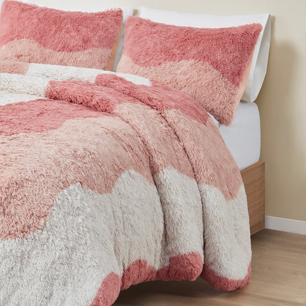 Intelligent Design Cassie Ombre Shaggy Faux Fur Comforter Set in Blush Multi, Twin/Twin XL ID10-2230 - Image 3