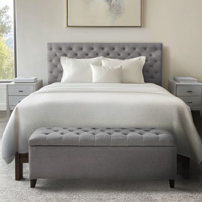 Madison Park Shandra Tufted Top Upholstered Storage Bench in Grey, One Size FPF18-0487