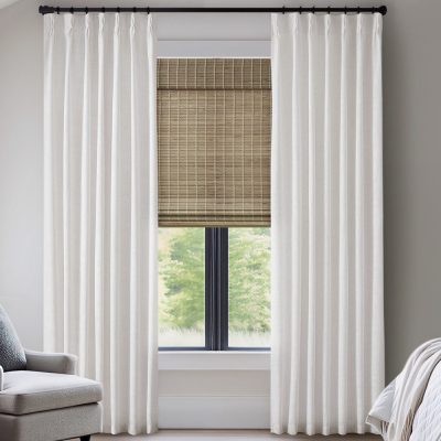 Madison Park Emery 300gsm poly linen with 7 pinch pleat per pc in White, 2-PK 40x84" MP40-8900