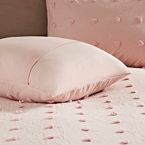 Urban Habitat Brooklyn Cotton Jacquard Duvet Cover Set with Euro Shams and Throw Pillows in Pink, Twin/Twin XL UH12-0207 - Image 3