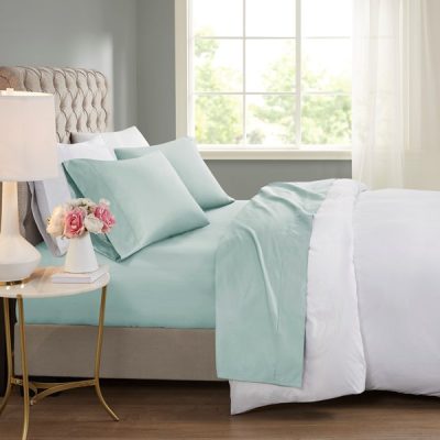 Madison Park 600 Thread Count Cooling Cotton Blend 4 PC Sheet Set in Seafoam, Full MP20-8959