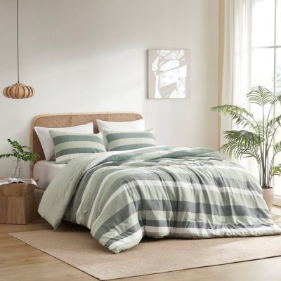 Regency Heights Blais Stripe Textured Print Comforter Set in Sage, King/Cal King RH10-0015