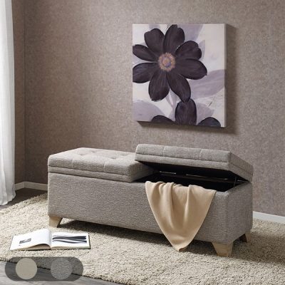 Madison Park Ashcroft Dual Compartment Flip-Top Storage Bench in Grey Multi, One Size MP105-0189