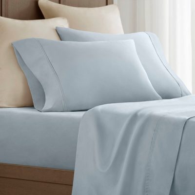 Harbor House 100% Egyptian Cotton Sateen Pillowcase Set in Blue, Standard Sham HHD21-1943