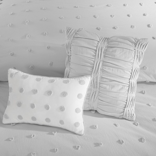 Urban Habitat Brooklyn Cotton Jacquard Comforter Set with Euro Shams and Throw Pillows in Grey, King/Cal King UH10-2161 - Image 4