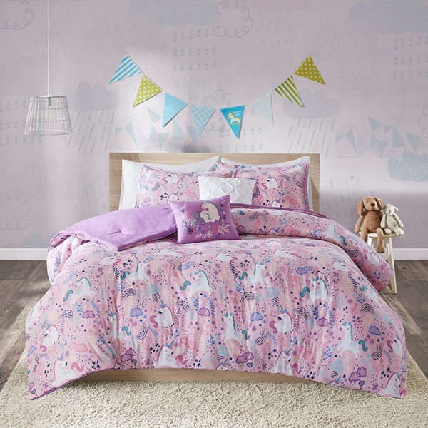 Urban Habitat Kids Lola Unicorn Cotton Comforter Set in Pink, Full/Queen UHK10-0099 - Image 3