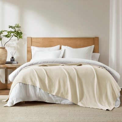 Madison Park Liquid Cotton Blanket in Ivory, Twin BL51N-0732