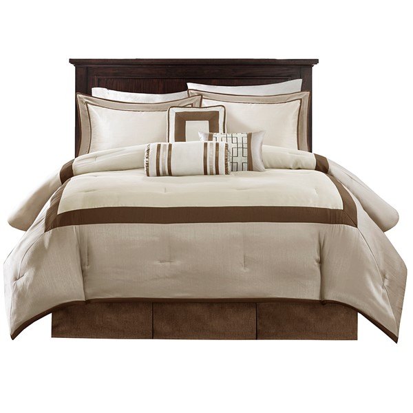 Madison Park Genevieve 7 Piece Comforter Set in Taupe/Brown, Queen MP10-6567 - Image 3