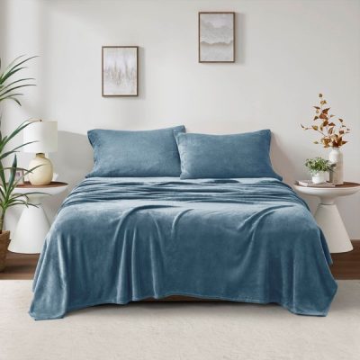 True North by Sleep Philosophy Soloft Plush Micro Plush Sheet Set in Blue, King BL20-0456