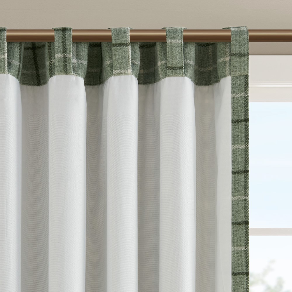 Madison Park Anaheim Plaid Rod Pocket and Back Tab Curtain Panel with Fleece Lining in Green, 50x84" MP40-8295 - Image 2