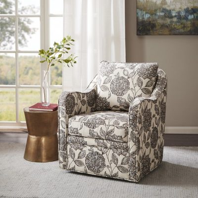 Madison Park Brianne Upholstered Swivel Curved Armchair, One Size MP103-0241