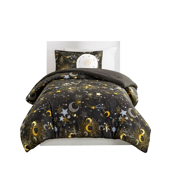 Mi Zone Kids Celia Starry Sky Metallic Comforter Set with Throw Pillow in Charcoal/Gold, Full/Queen MZK10-272 - Image 5