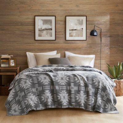 Woolrich Alberta Cotton Blend Blanket in Grey Aztec, Twin WR51-3922