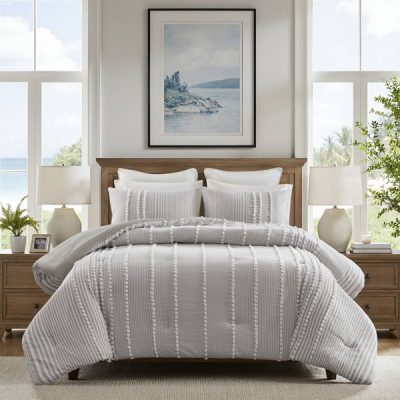 Harbor House Blue Anslee 3 Piece Cotton Yarn Dyed Comforter Set in Grey, King HH10-1994