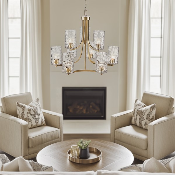 Hampton Hill Opulentia 9-light Round Tiered Chandelier with Textured Glass Shades in Antique Brass, One Size FB150-1190 - Image 3