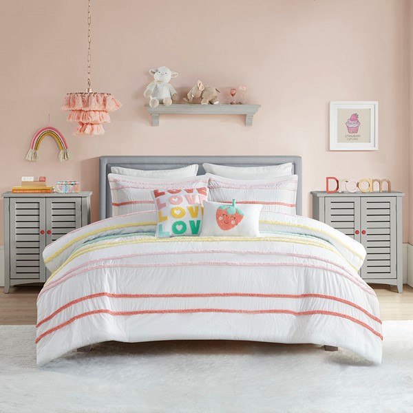 Urban Habitat Kids Haisley Cotton Duvet Cover Set with Chenille Trim in Pink, Full/Queen UHK12-0173 - Image 3