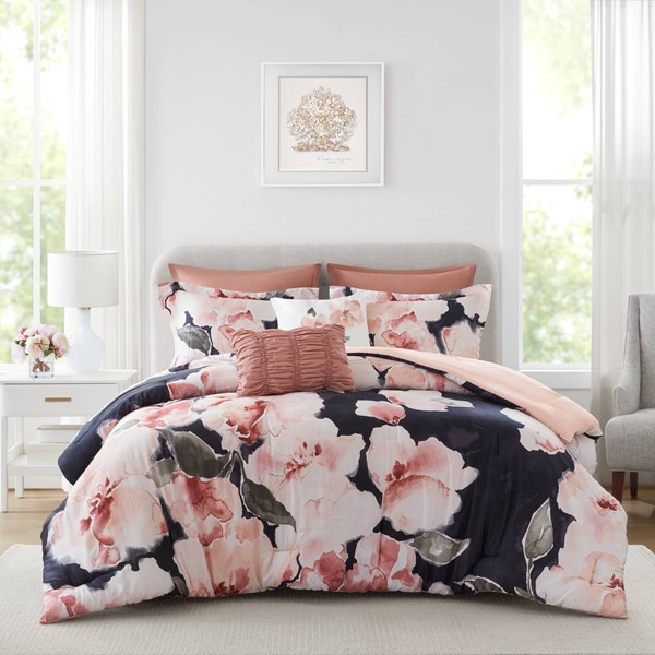 Madison Park Shanti 7pcs Printed Comforter set in Blush, King MP10-8918 - Image 2