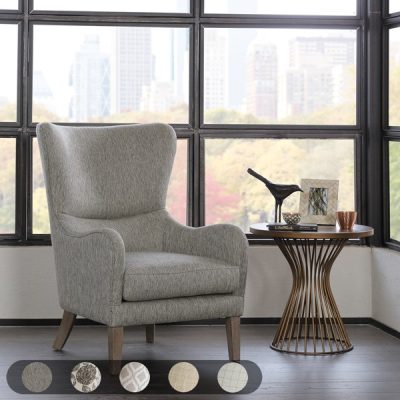 Madison Park Arianna Swoop Wing Chair in Grey, One Size FPF18-0429