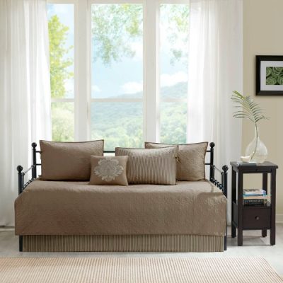 Madison Park Quebec 6 Piece Reversible Daybed Cover Set in Khaki, Daybed MP13-3977