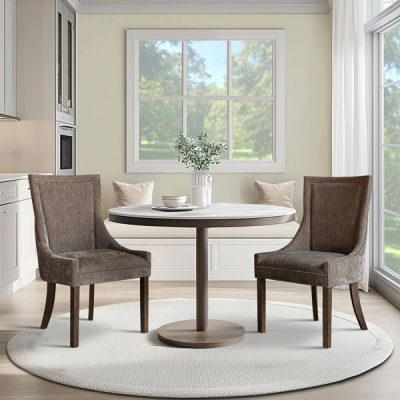 Madison Park Signature Ultra Upholstered Dining Side Chairs with wood legs (Set of 2) in Brown, Set of 2 MPS108-0329