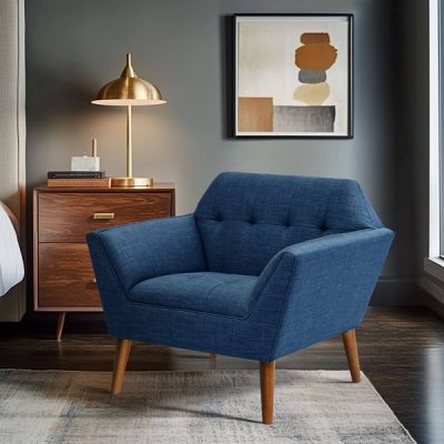 INK+IVY Newport Wide Mid-Century Modern Lounge Chair in Blue, One Size II100-0063