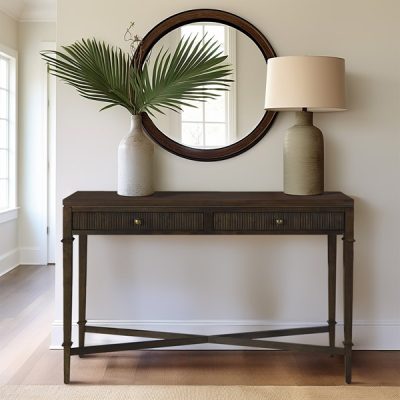 Martha Stewart Kenna Fluted 2-drawer Storage Console Table in Brown, One Size MT120-1191